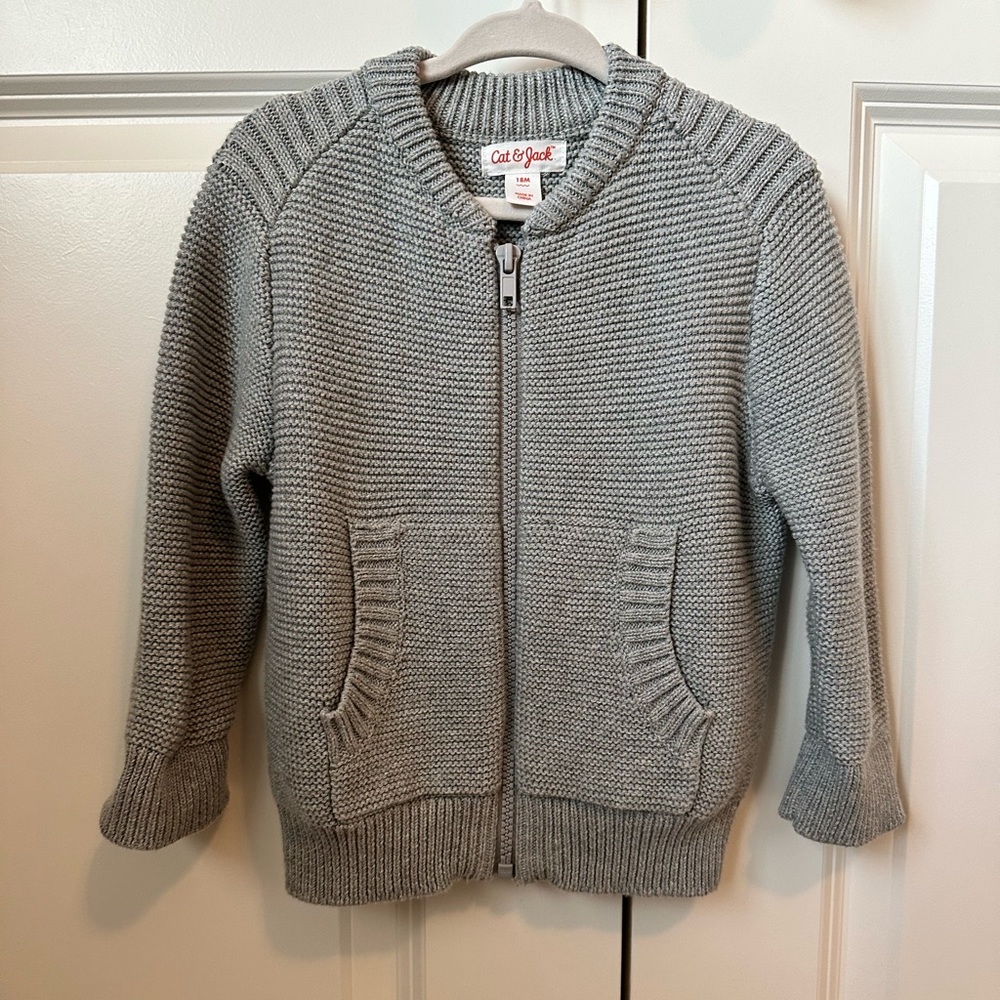 Cat and Jack 18 month gray zip sweater